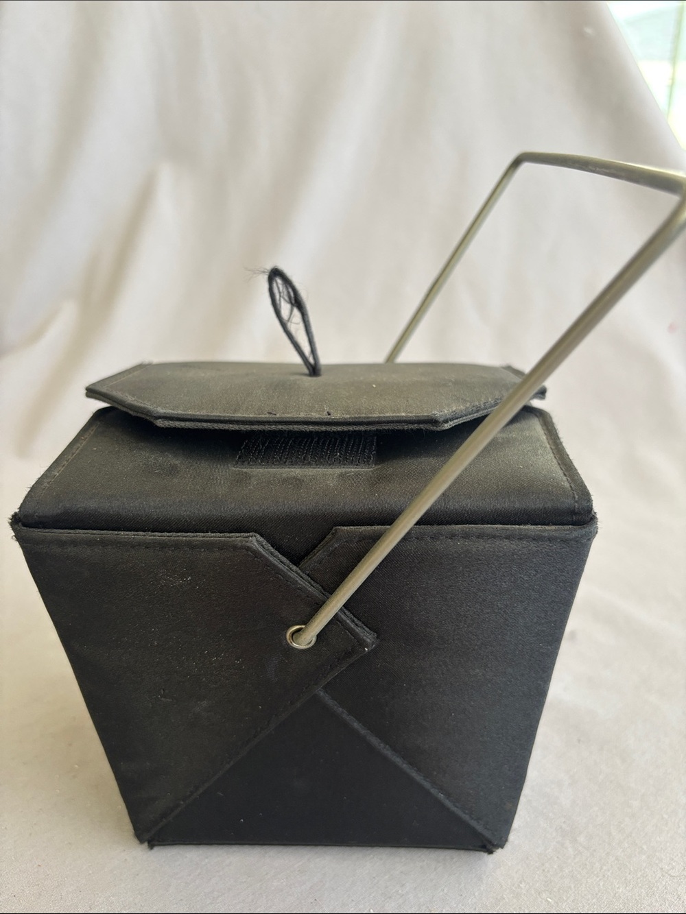Black Structured Box Handbag with Top Handle